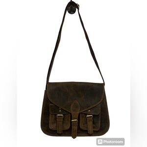 KomalC | Buffalo leather vintage saddle satchel bag